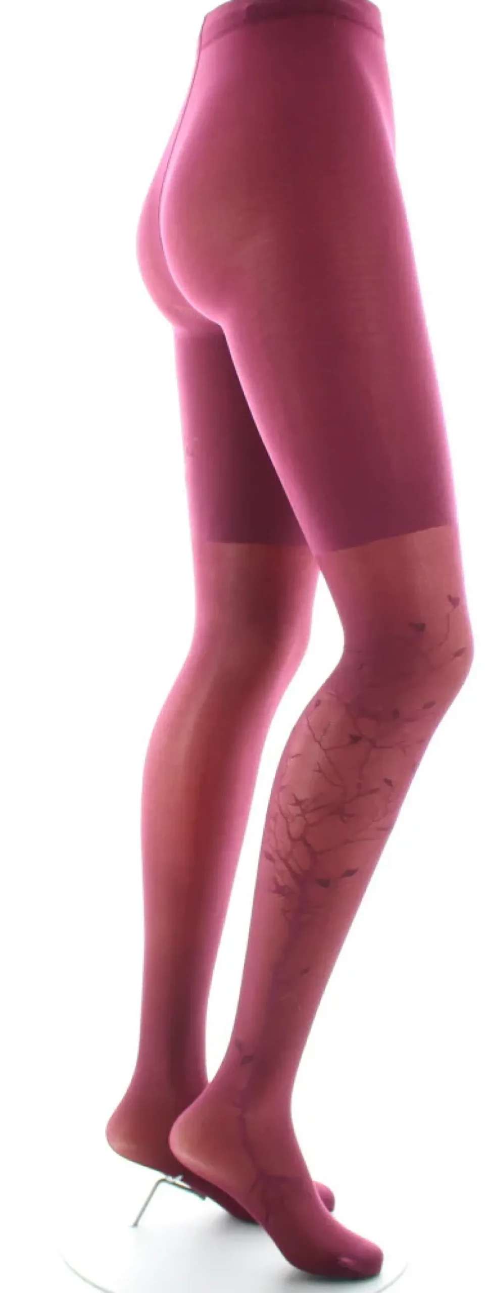 Hot Berthe Aux Grands Pieds Collants 40D Arbre et Dentelle bordeaux