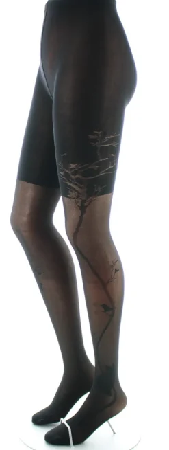 Discount Berthe Aux Grands Pieds Collants 40D Arbre et Dentelle noir