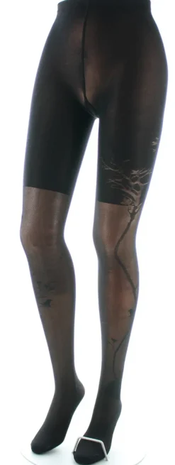Discount Berthe Aux Grands Pieds Collants 40D Arbre et Dentelle noir