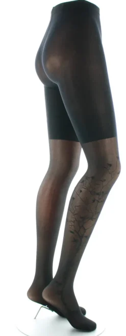Discount Berthe Aux Grands Pieds Collants 40D Arbre et Dentelle noir