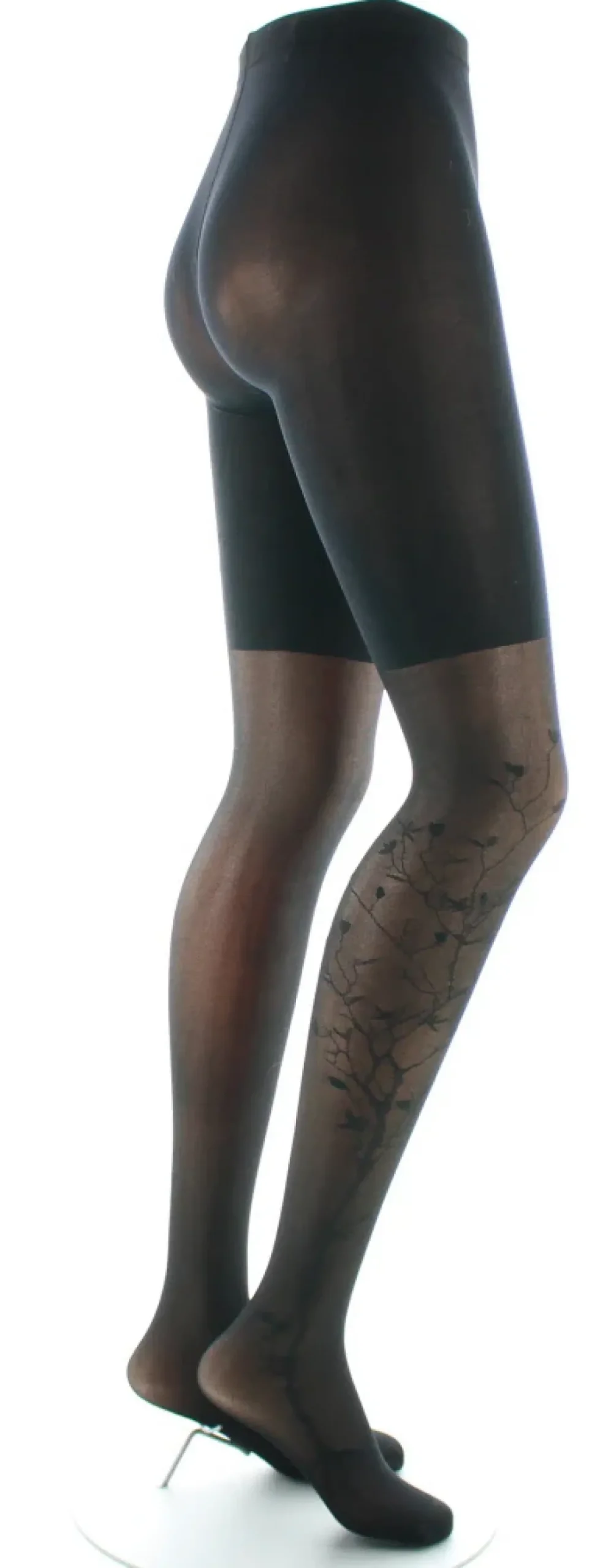 Discount Berthe Aux Grands Pieds Collants 40D Arbre et Dentelle noir