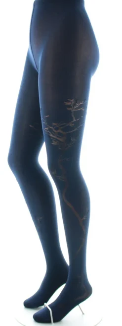 New Berthe Aux Grands Pieds Collants 40D Arbre marine en Maille Dévorée ton sur ton