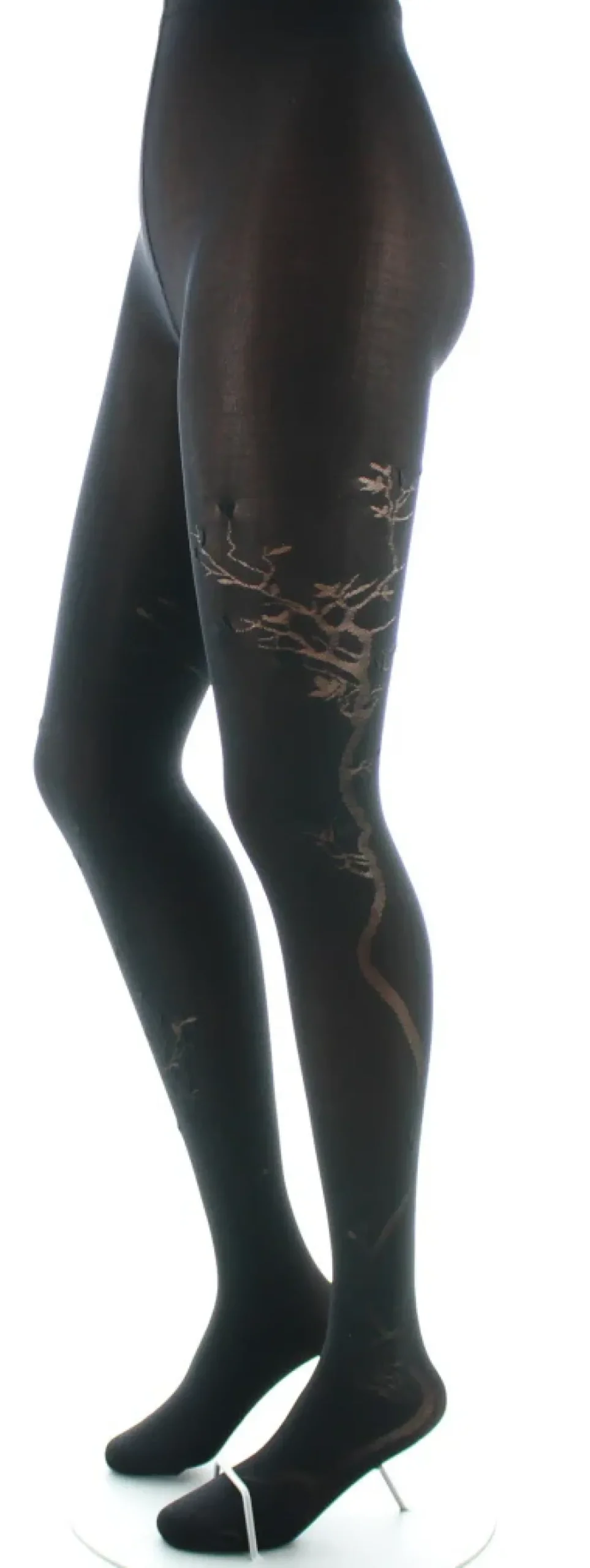 Clearance Berthe Aux Grands Pieds Collants 40D Arbre noir en Maille Dévorée ton sur ton