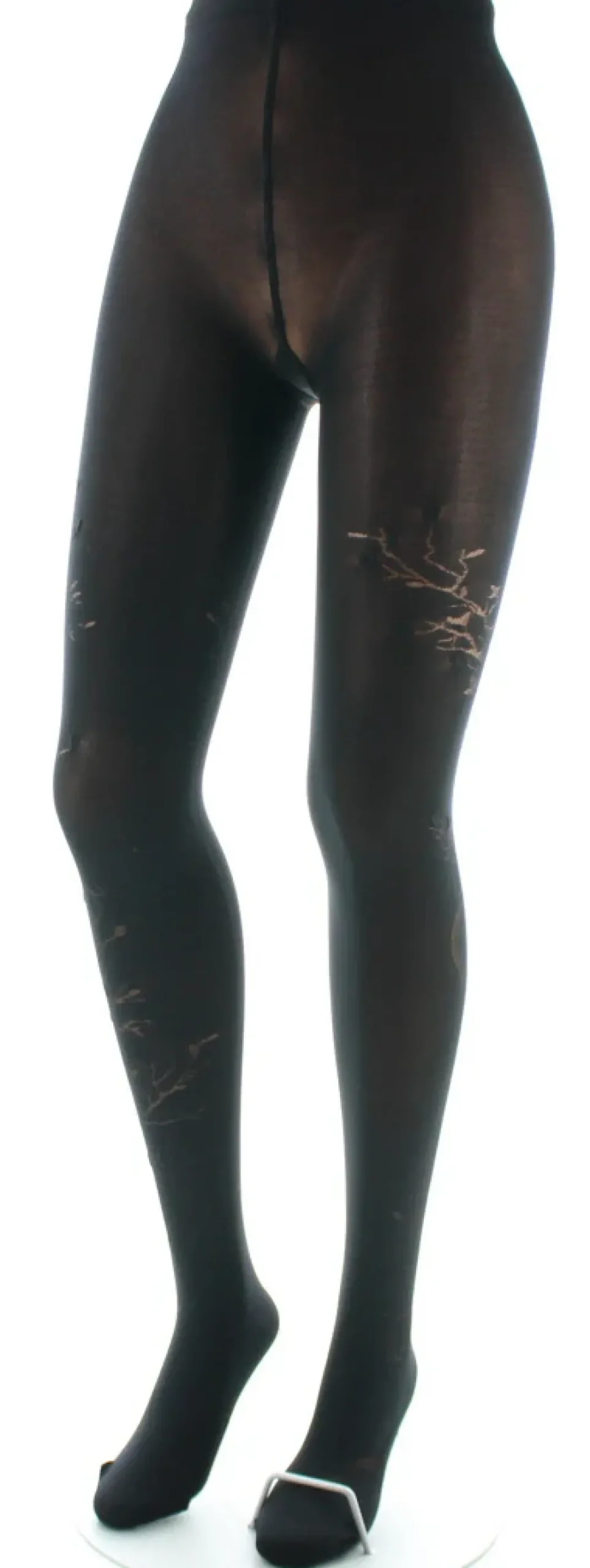Clearance Berthe Aux Grands Pieds Collants 40D Arbre noir en Maille Dévorée ton sur ton