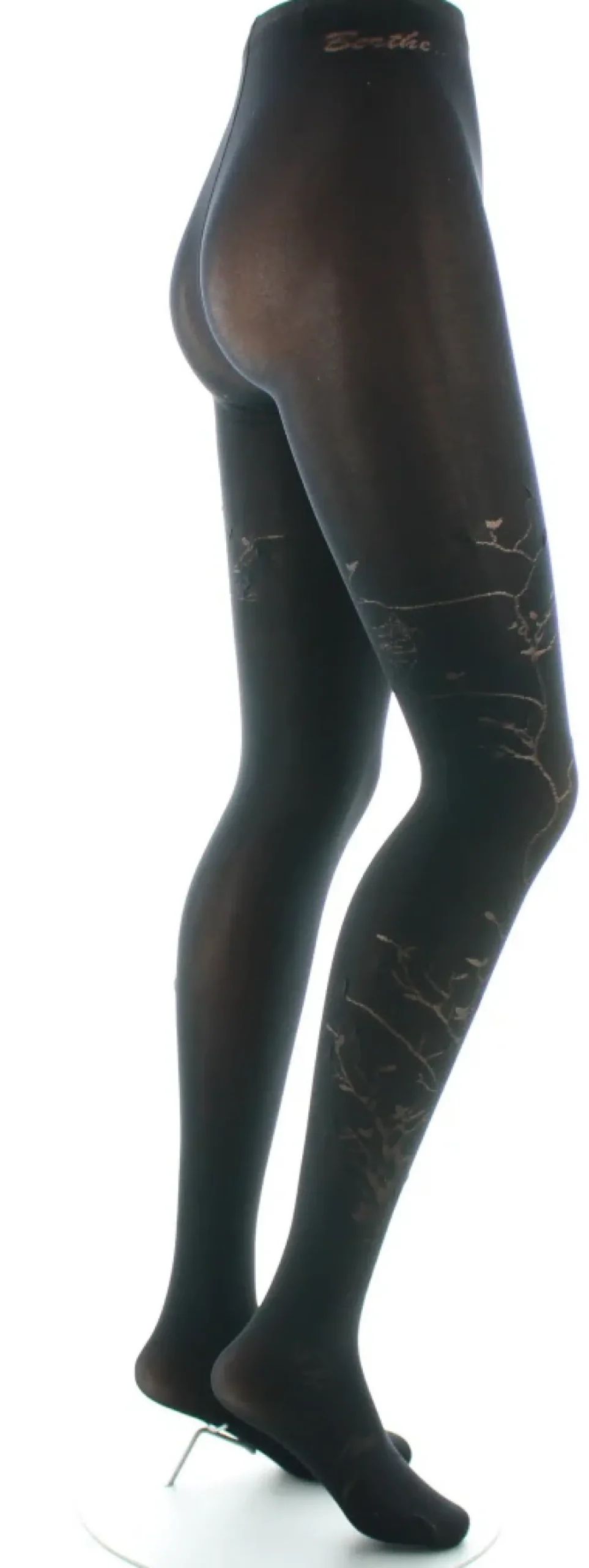 Clearance Berthe Aux Grands Pieds Collants 40D Arbre noir en Maille Dévorée ton sur ton