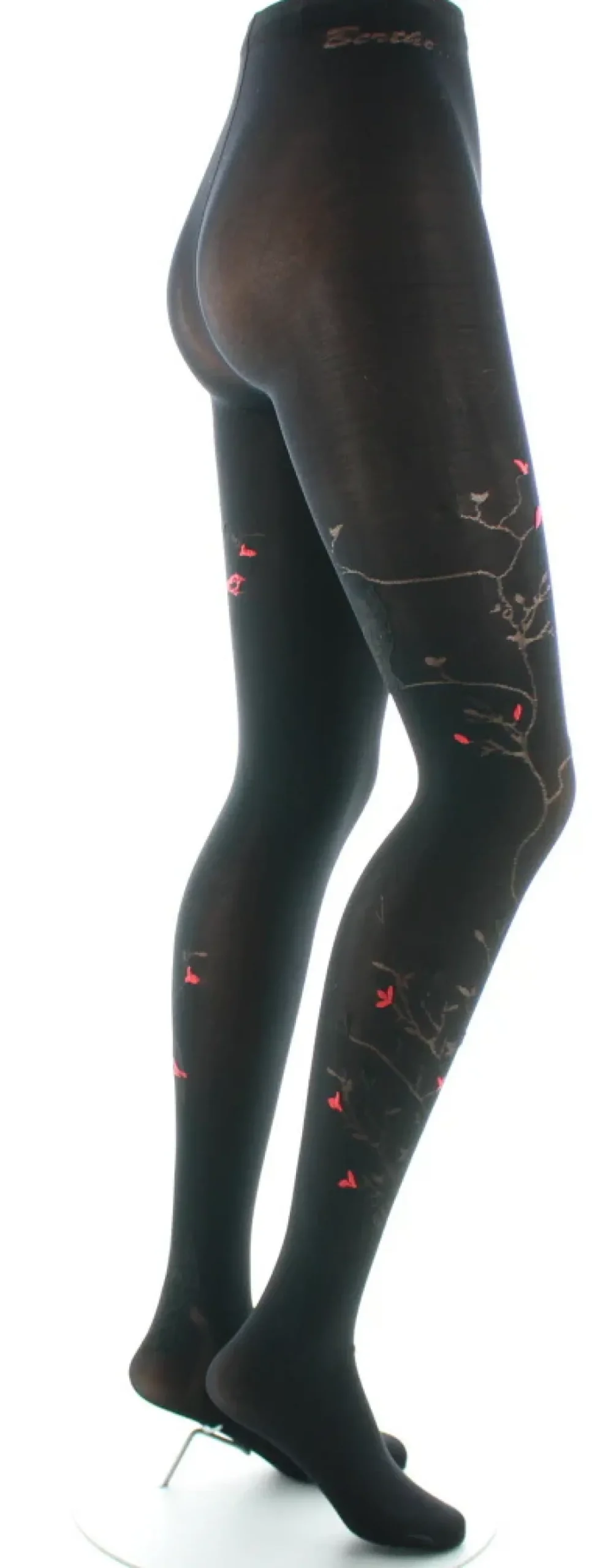 Hot Berthe Aux Grands Pieds Collants 40D Arbre noir et Oiseaux rouges