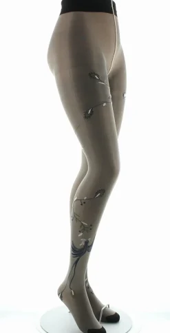 Hot Berthe Aux Grands Pieds Collants 30D femme maille irisée chair oiseau rose et kaki