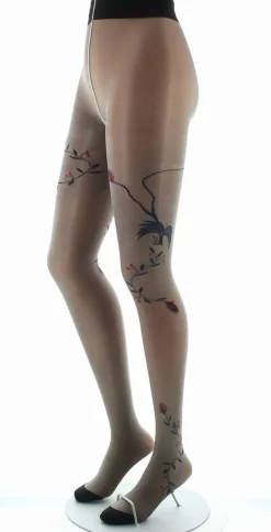 Clearance Berthe Aux Grands Pieds Collants 30D femme maille irisée chair oiseau noir et marine