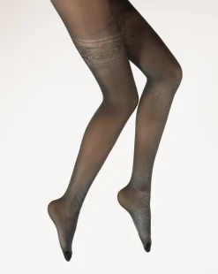 New Berthe Aux Grands Pieds Collants 30D femme maille irisée pétrole