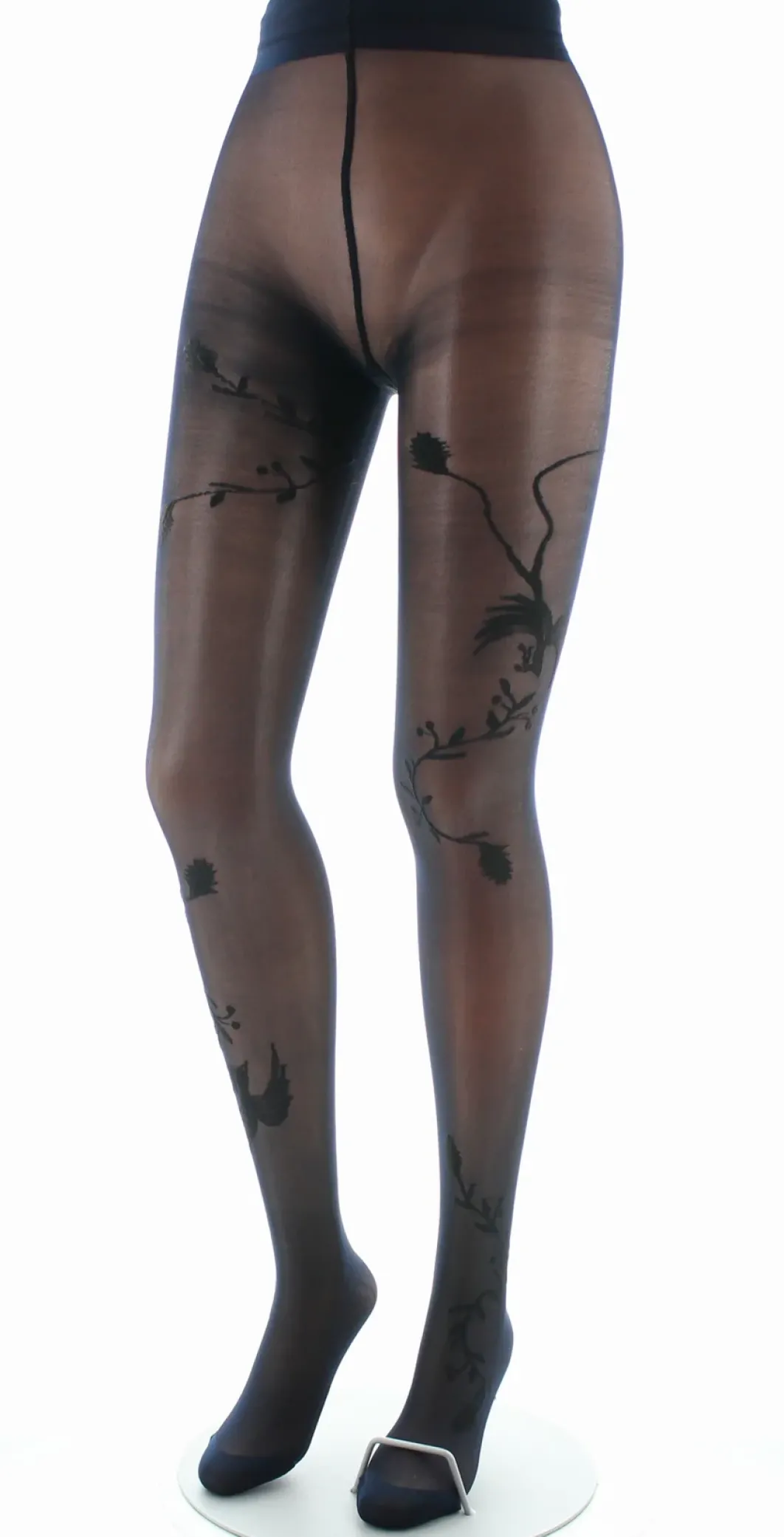 Fashion Berthe Aux Grands Pieds Collants 30D femme marine oiseau noir