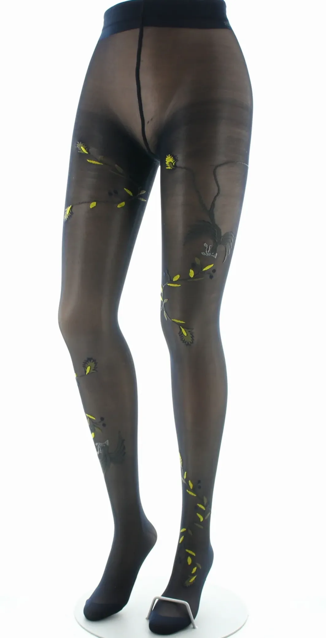 Clearance Berthe Aux Grands Pieds Collants 30D femme marine oiseau gris et jaune