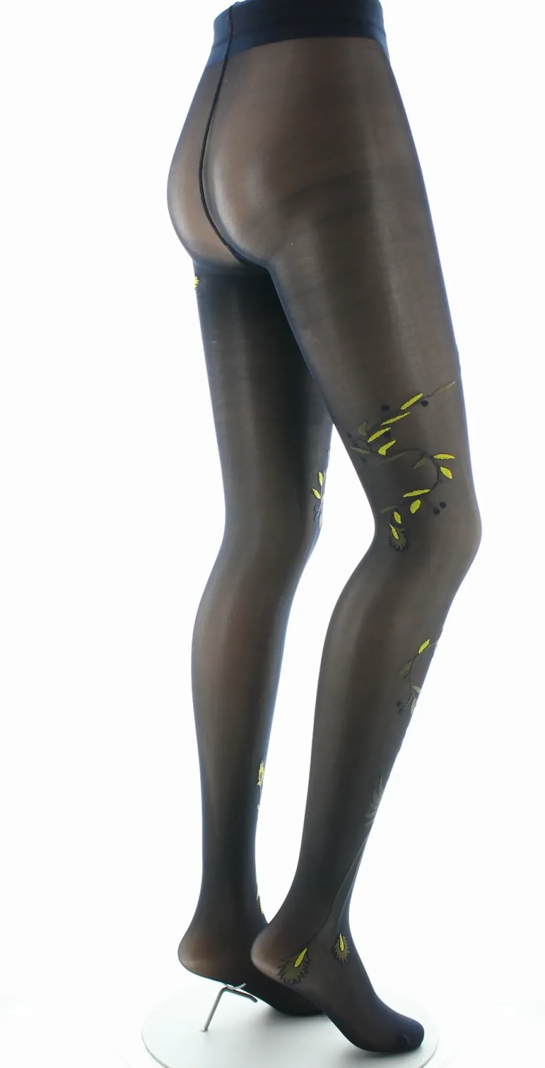 Clearance Berthe Aux Grands Pieds Collants 30D femme marine oiseau gris et jaune