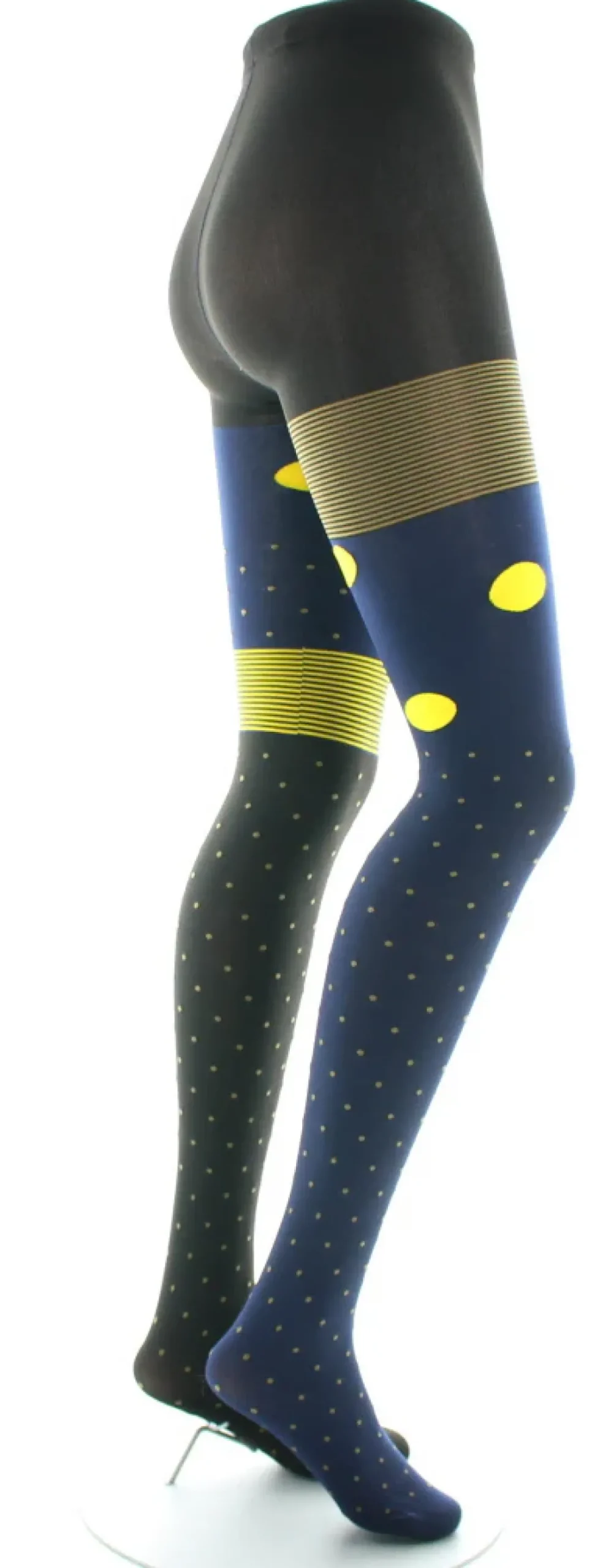 Discount Berthe Aux Grands Pieds Collants 60D Pois Asymétriques marine et jaune