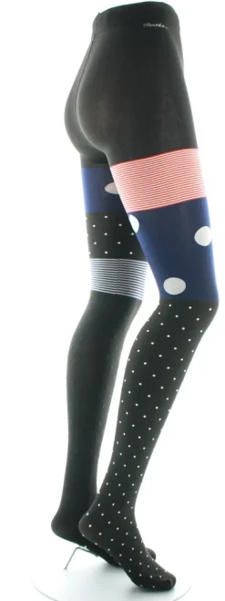 Sale Berthe Aux Grands Pieds Collants 60D Pois Asymétriques noir et gris