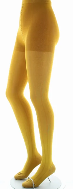 Hot Berthe Aux Grands Pieds Collants en soie jaune