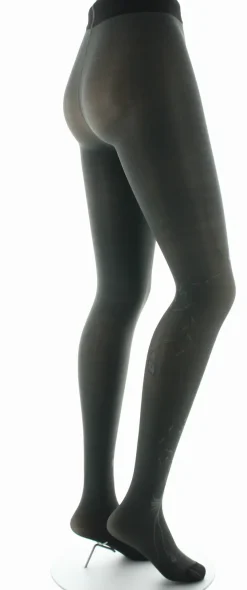 Online Berthe Aux Grands Pieds Collants femme 40D maille dévorée kaki oiseau lyre