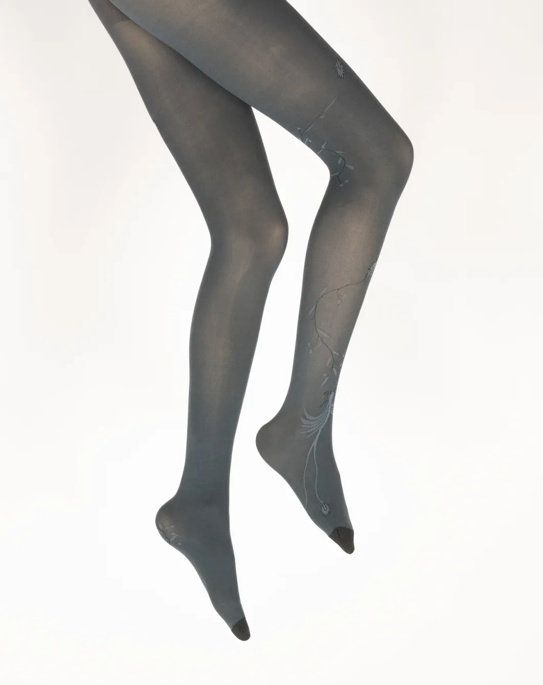 Outlet Berthe Aux Grands Pieds Collants femme 40D maille dévorée pétrole oiseau lyre