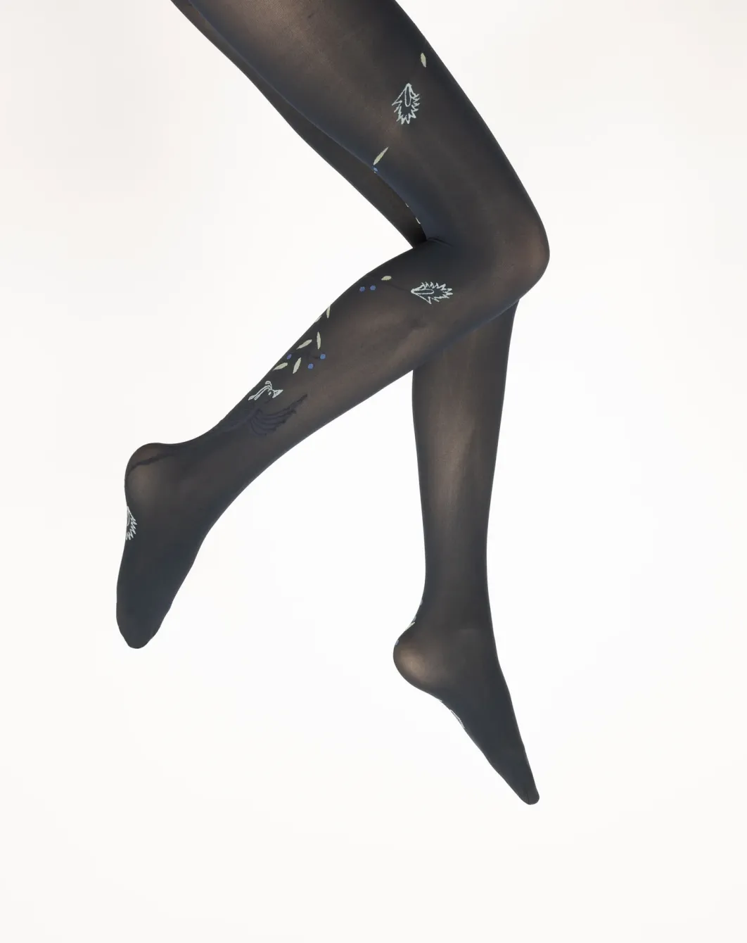 Fashion Berthe Aux Grands Pieds Collants femme 40D marine oiseau lyre bleu