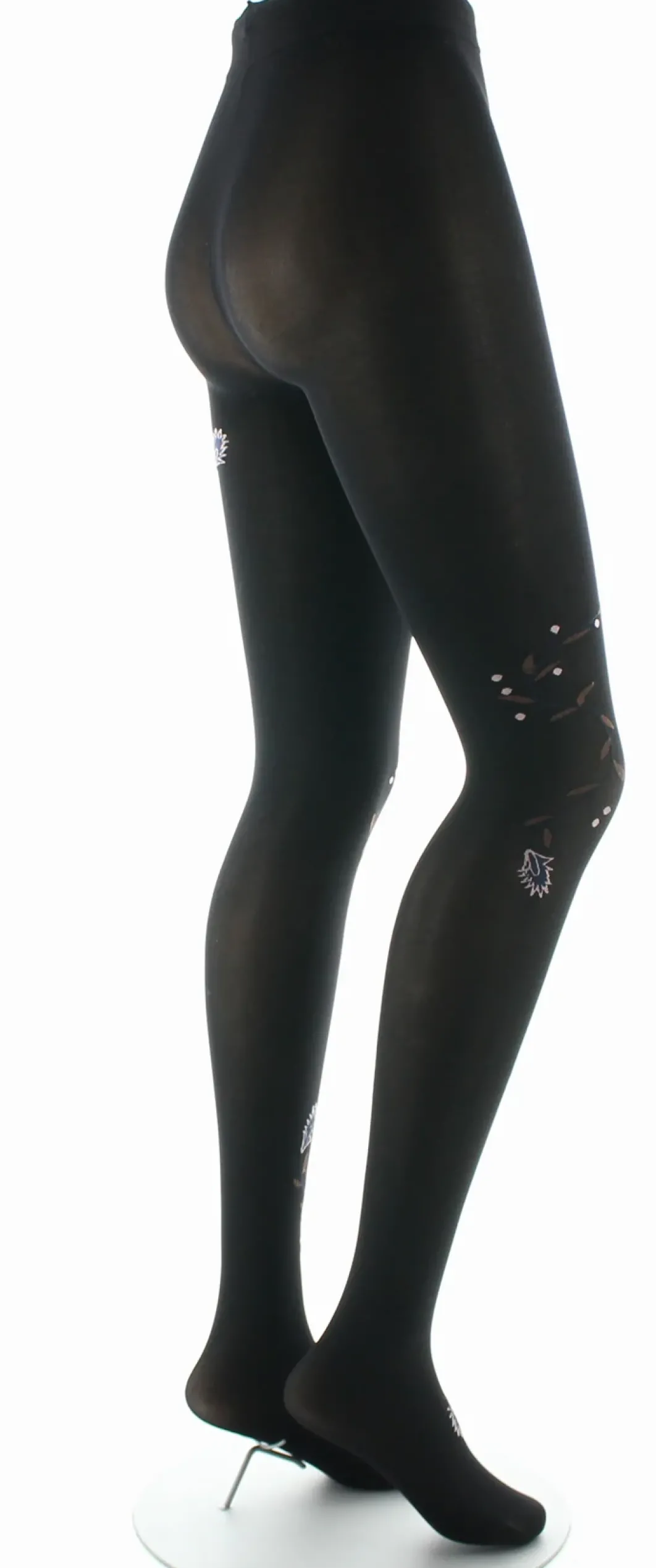 Clearance Berthe Aux Grands Pieds Collants femme 40D noir oiseau lyre marine et rose