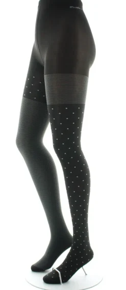 Hot Berthe Aux Grands Pieds Collants femme 60D plumetis et rayures asymétriques