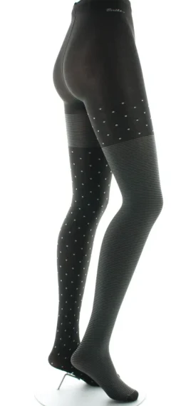 Hot Berthe Aux Grands Pieds Collants femme 60D plumetis et rayures asymétriques