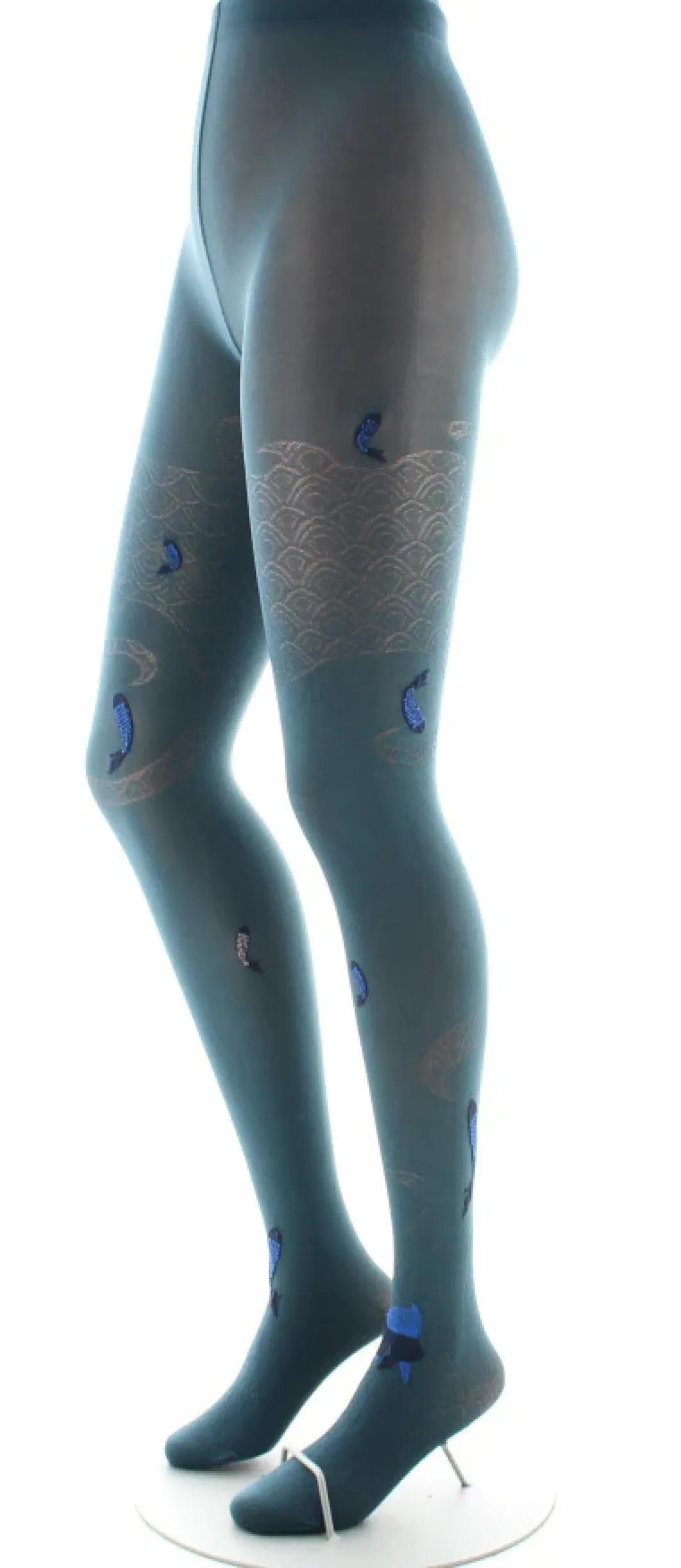 Sale Berthe Aux Grands Pieds Collants femme 40D poissons pétrole et bleu