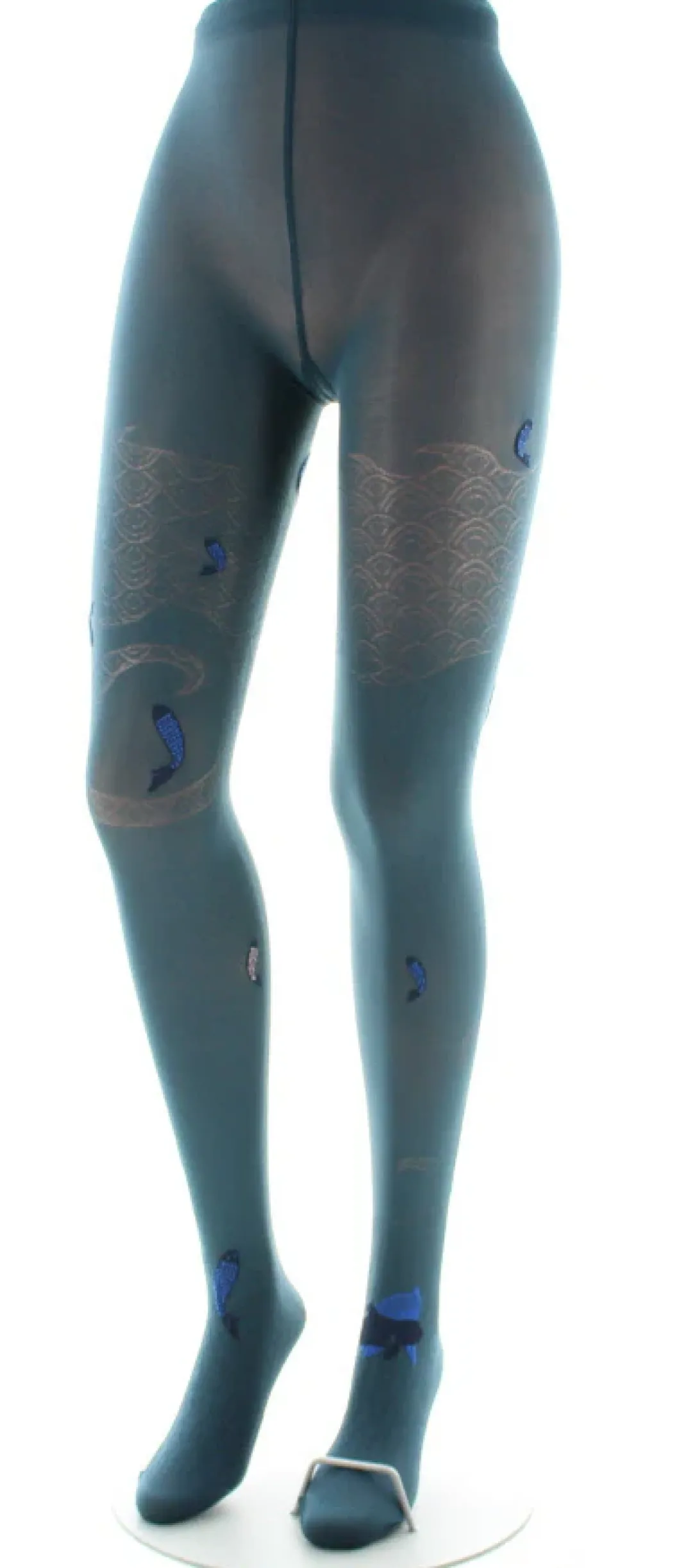 Sale Berthe Aux Grands Pieds Collants femme 40D poissons pétrole et bleu
