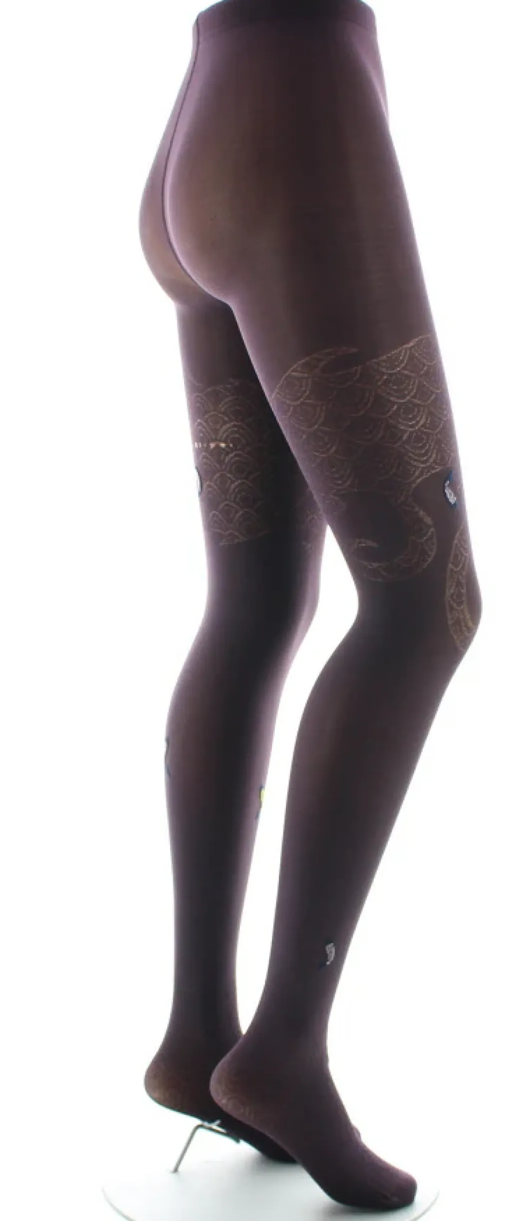 Clearance Berthe Aux Grands Pieds Collants femme 40D poissons prune et jaune