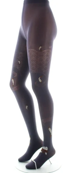 Outlet Berthe Aux Grands Pieds Collants femme 40D poissons raisin et marron