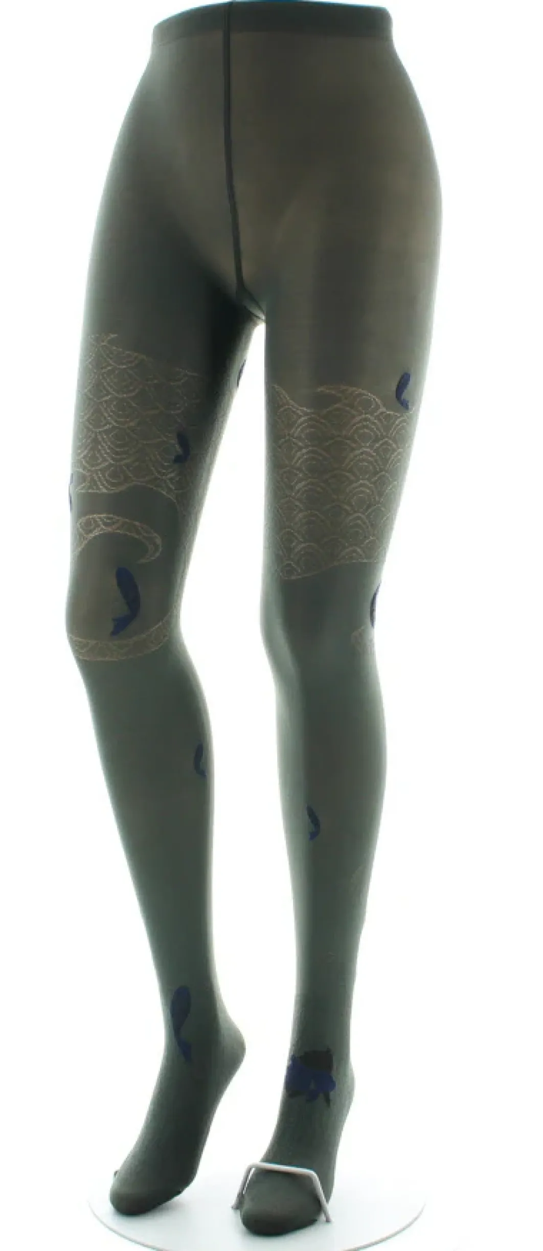 Hot Berthe Aux Grands Pieds Collants femme 40D poissons kaki, noir et bleu marine