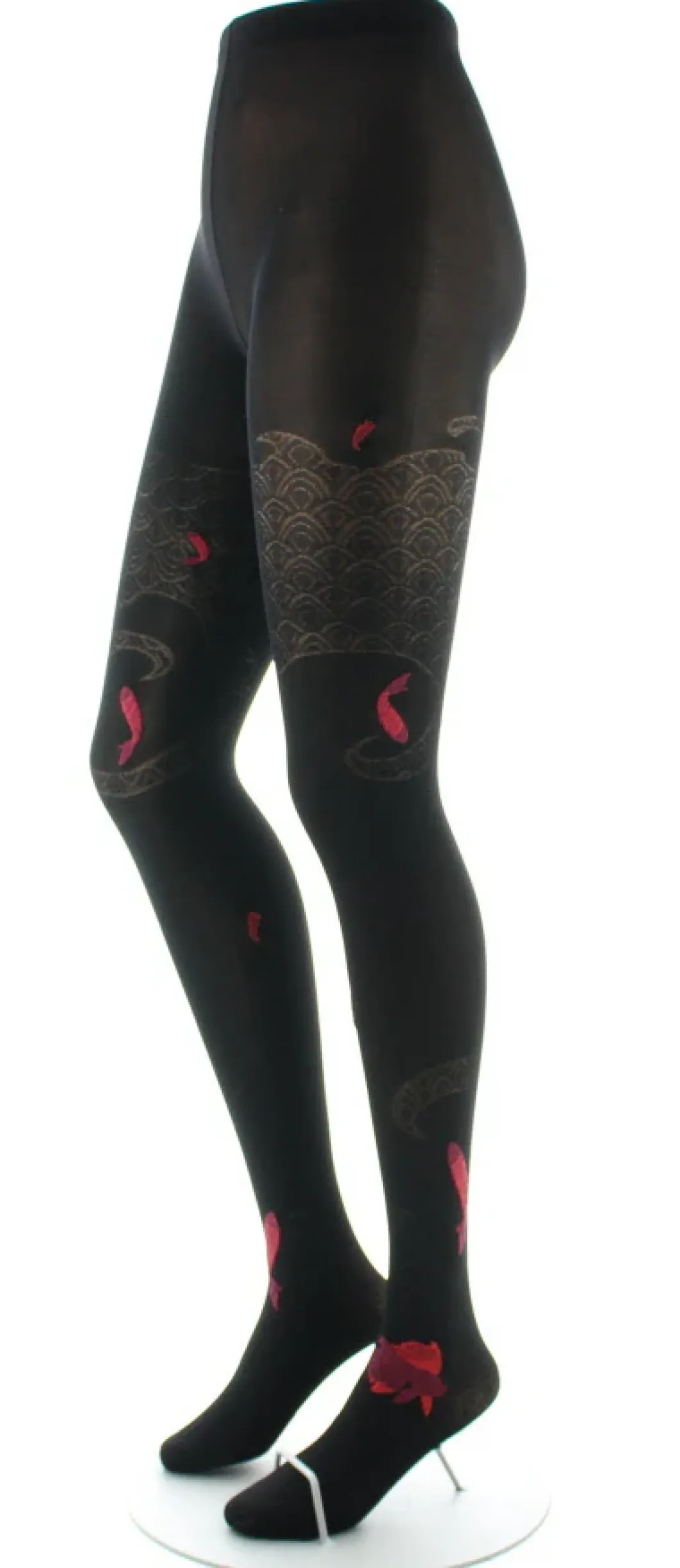 Clearance Berthe Aux Grands Pieds Collants femme 40D poissons noir et rouge