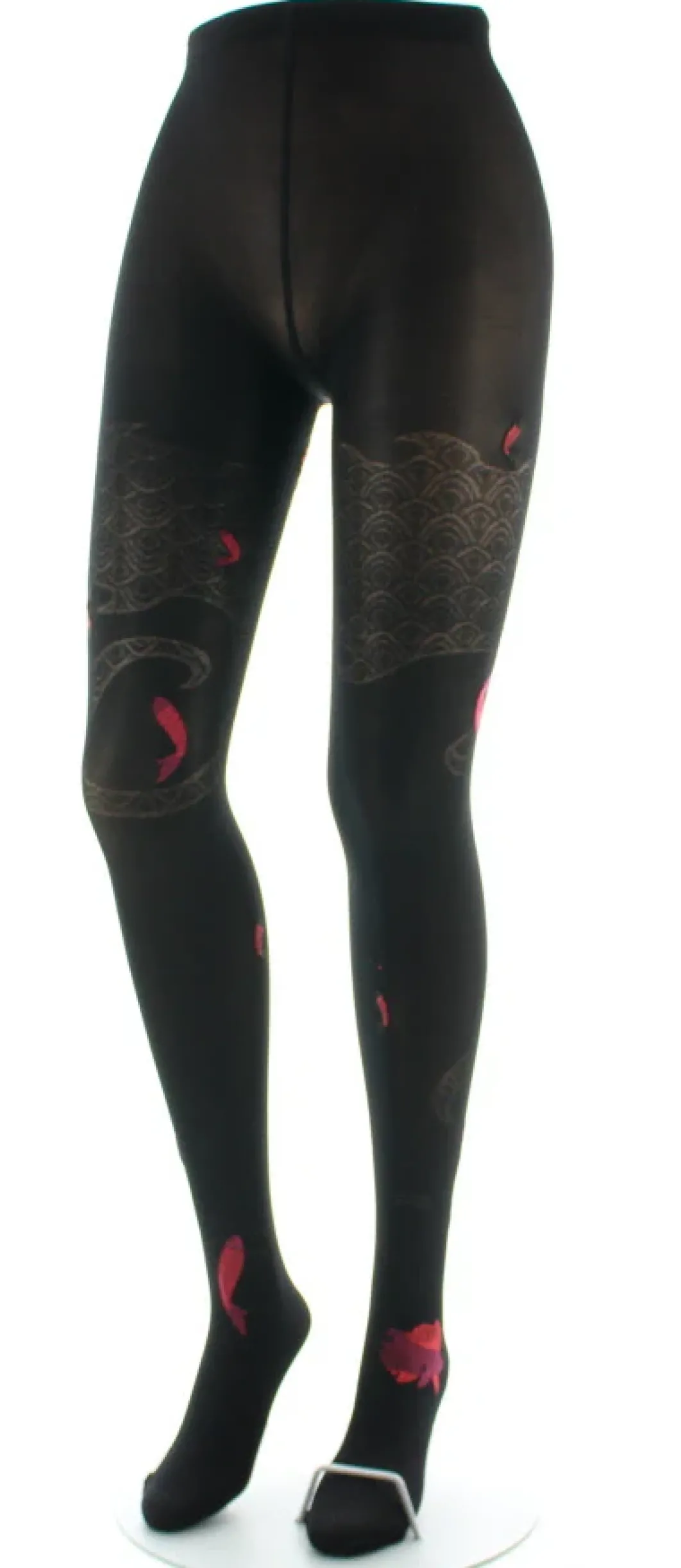 Clearance Berthe Aux Grands Pieds Collants femme 40D poissons noir et rouge