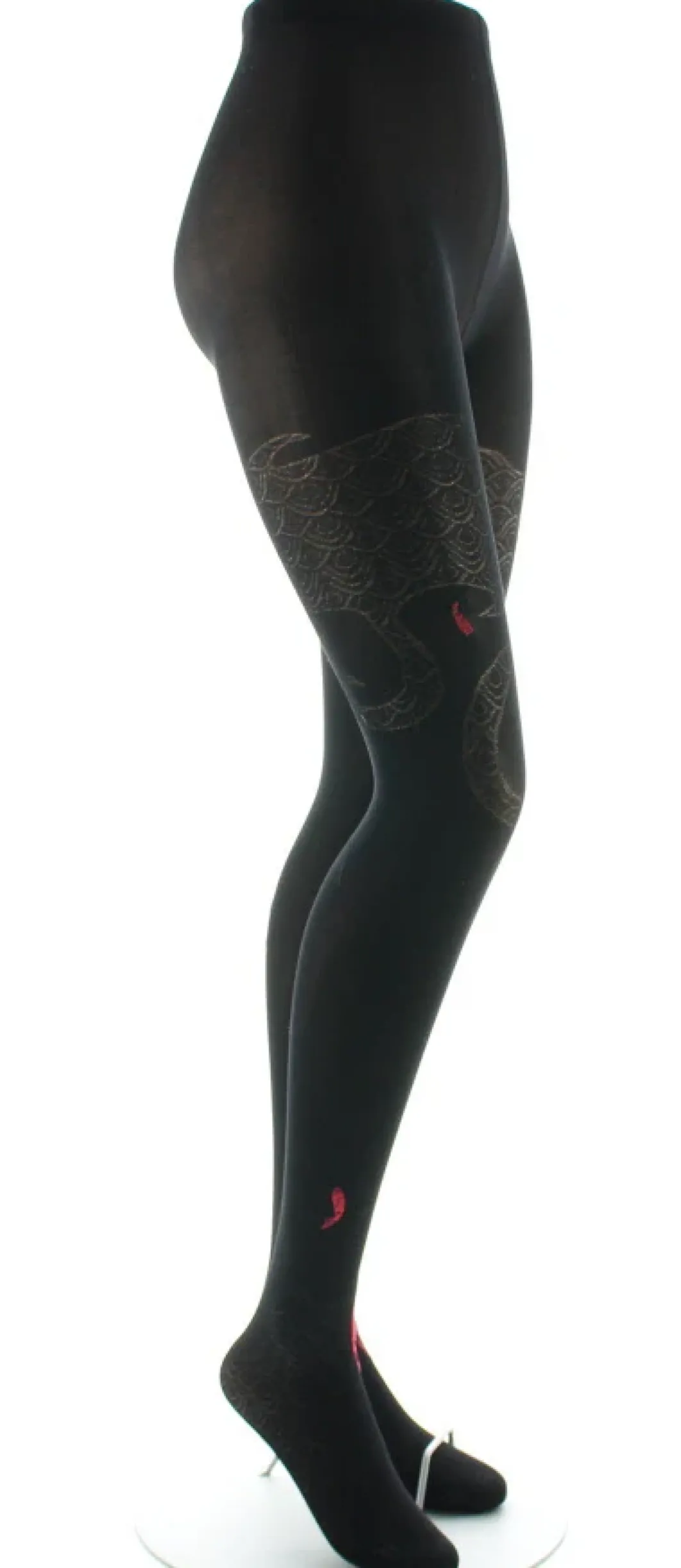 Clearance Berthe Aux Grands Pieds Collants femme 40D poissons noir et rouge