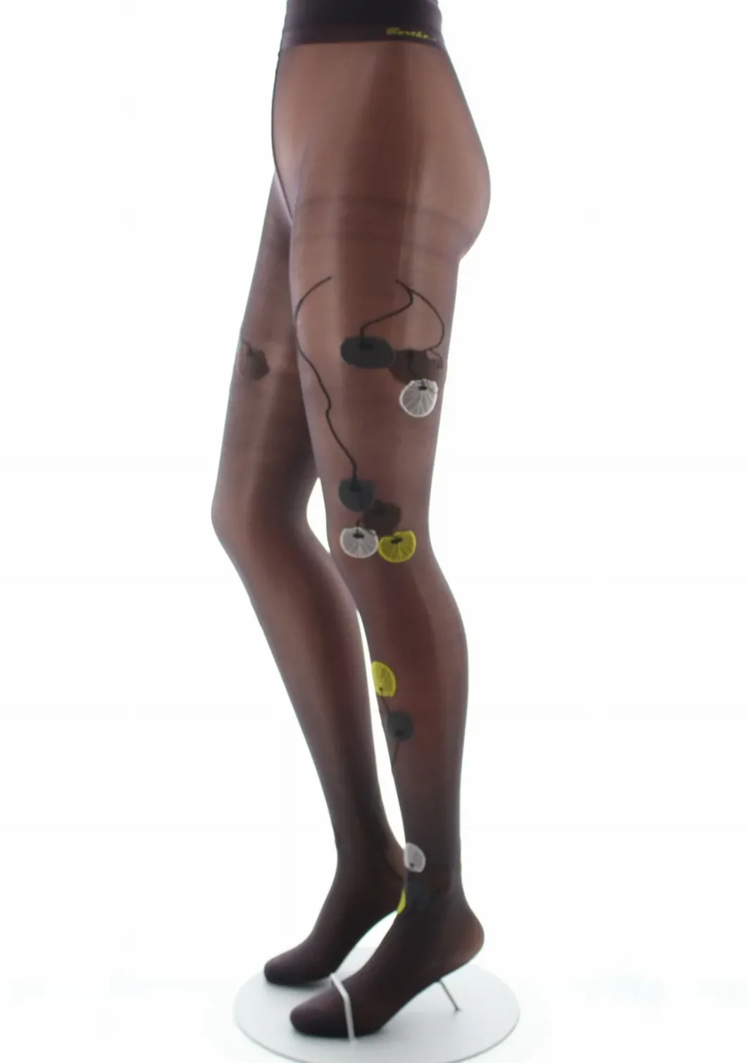 Sale Berthe Aux Grands Pieds Collants femme 30D prune monnaie du pape jaune