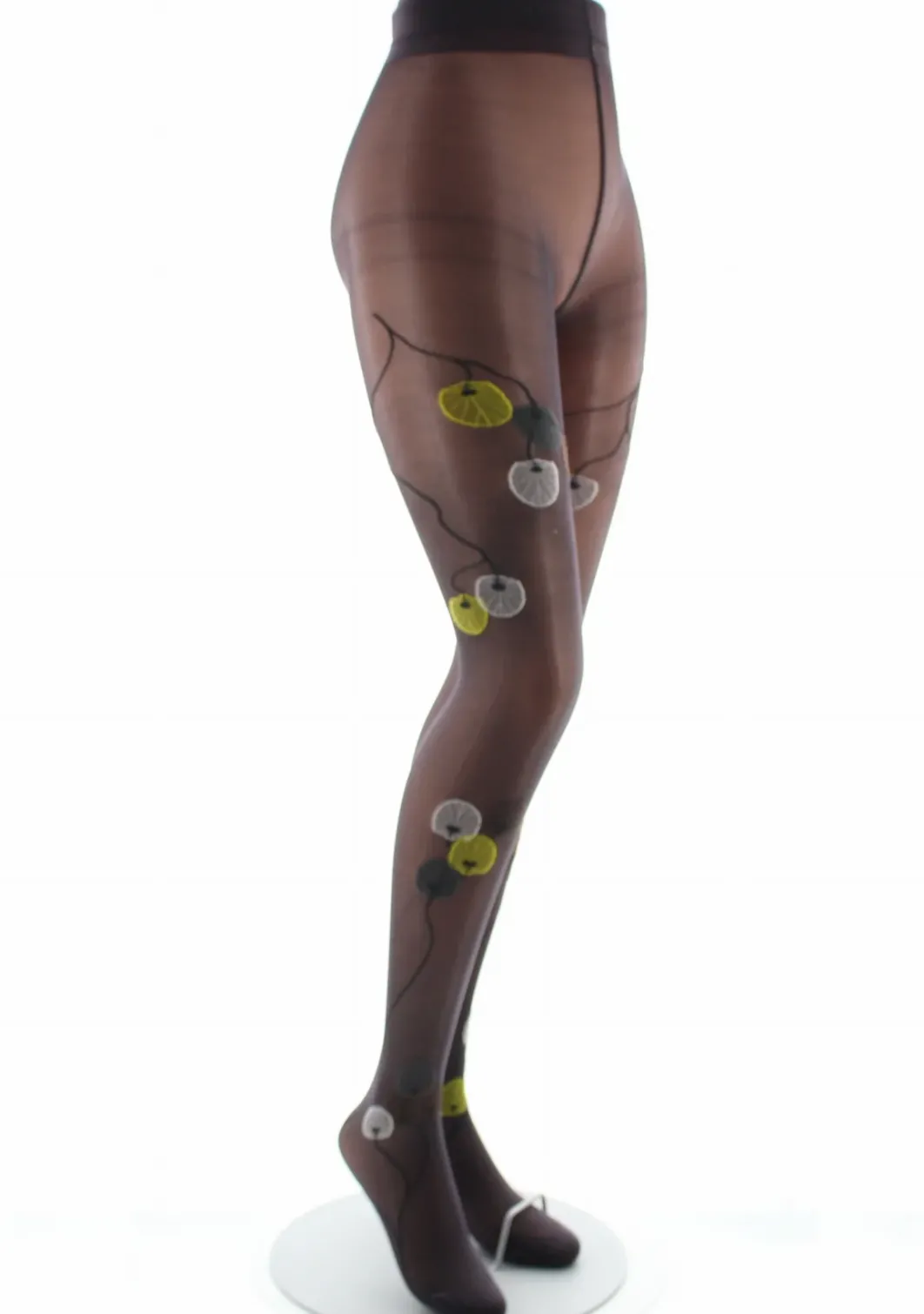 Sale Berthe Aux Grands Pieds Collants femme 30D prune monnaie du pape jaune