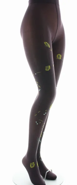 Discount Berthe Aux Grands Pieds Collants femme 40D prune oiseau lyre gris et jaune