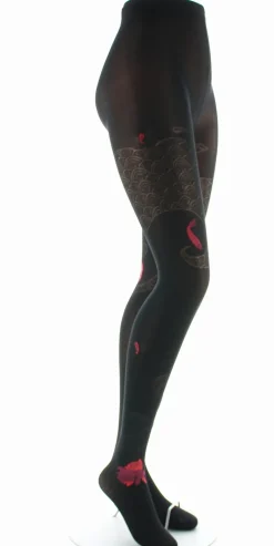 Outlet Berthe Aux Grands Pieds Collants femme 40D vague noir et rouge