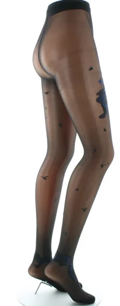 Outlet Berthe Aux Grands Pieds Collants fleurs japonaises Noir et Marine