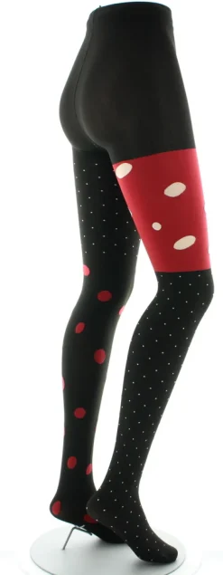 Sale Berthe Aux Grands Pieds Collants pois blancs et rouges fond rouge et noir