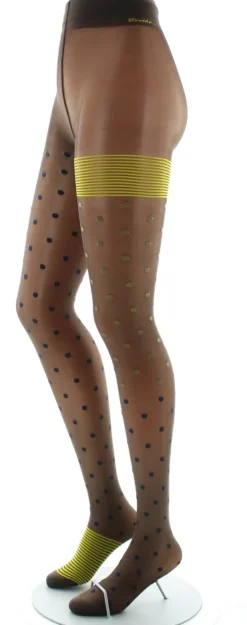 Hot Berthe Aux Grands Pieds Collants Pois et fines rayures Expresso et Marine