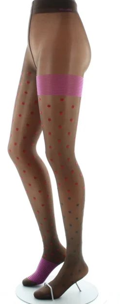Online Berthe Aux Grands Pieds Collants Pois et fines rayures Expresso et Rouge