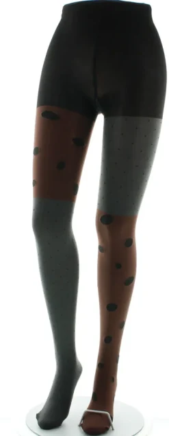 Best Berthe Aux Grands Pieds Collants pois noir fond marron et gris