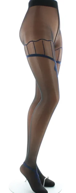 Fashion Berthe Aux Grands Pieds Collants sexy et chics Noir et Nœuds Marine