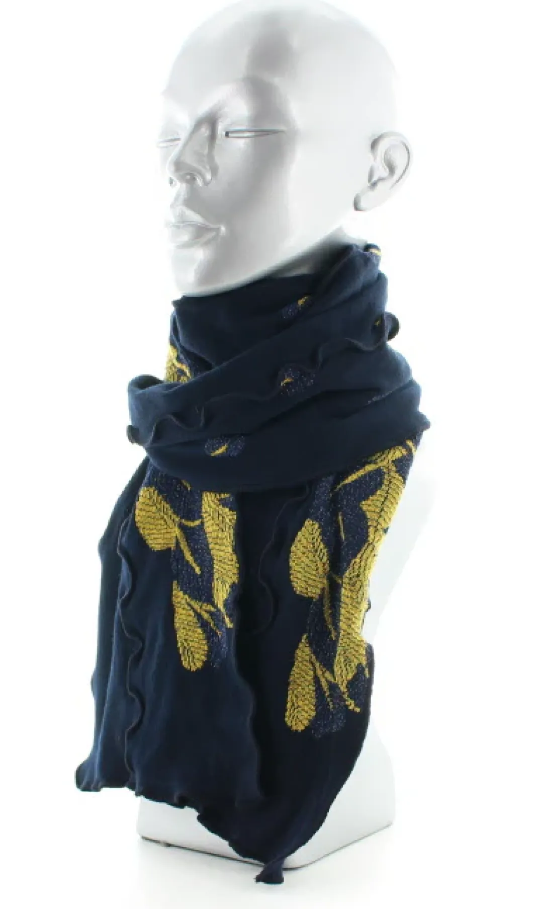 Sale Berthe Aux Grands Pieds Echarpe femme coton feuilles d'or