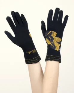 Clearance Berthe Aux Grands Pieds Gants femme coton feuilles d'or
