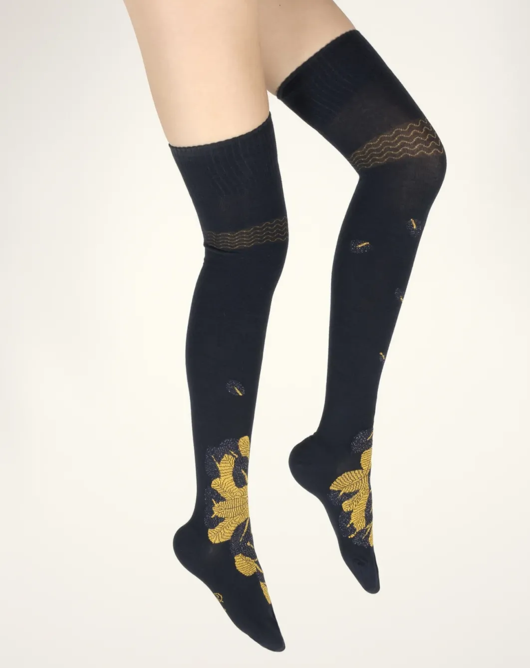 Sale Berthe Aux Grands Pieds Jambières femme coton feuilles d'or