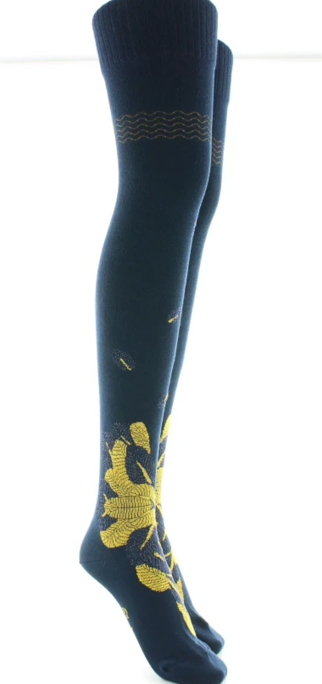 Sale Berthe Aux Grands Pieds Jambières femme coton feuilles d'or