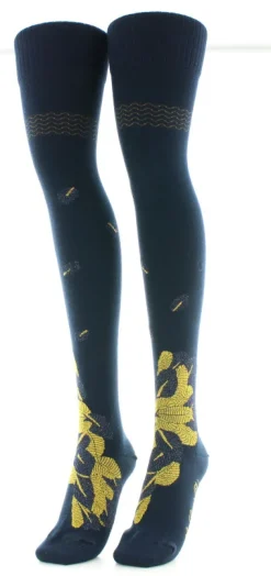 Sale Berthe Aux Grands Pieds Jambières femme coton feuilles d'or