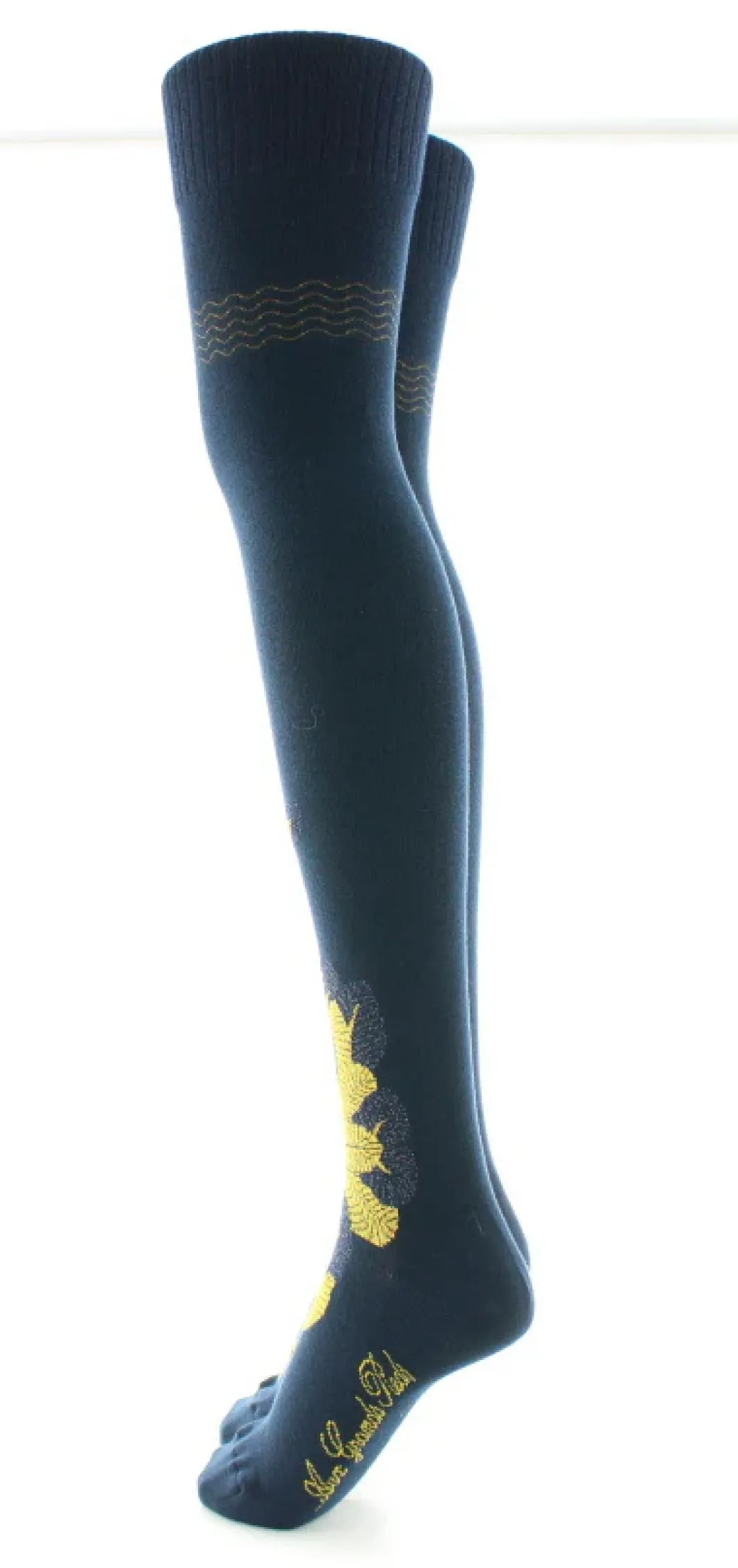 Sale Berthe Aux Grands Pieds Jambières femme coton feuilles d'or