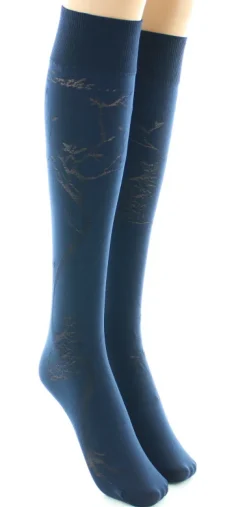 New Berthe Aux Grands Pieds Mi-bas 40D Arbre marine en Maille Dévorée ton sur ton